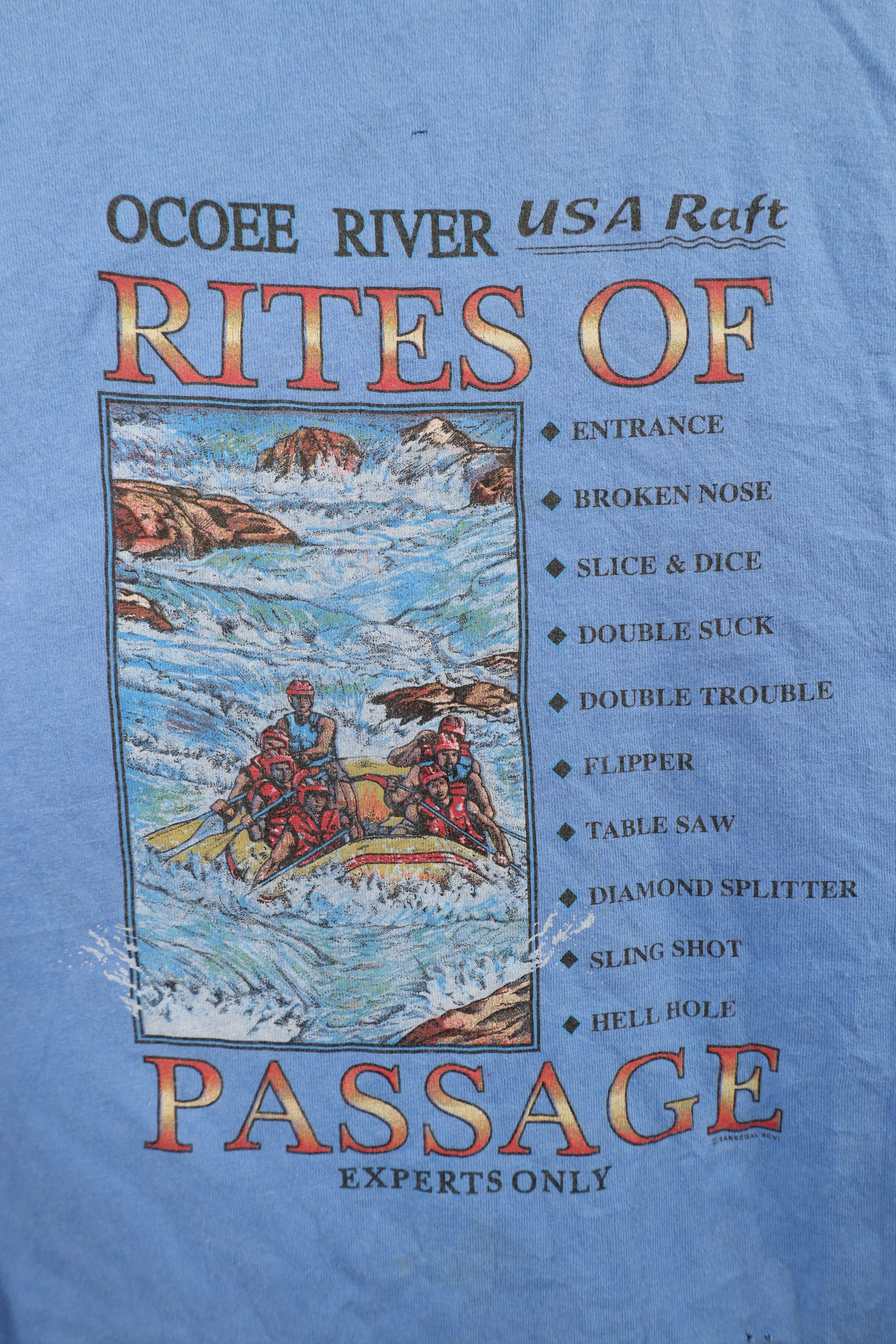 Vintage Vintage 90s Streetwear Ocoee River Rafting T-Shirt Blue USA Size US XL / EU 56 / 4 - 4 Thumbnail