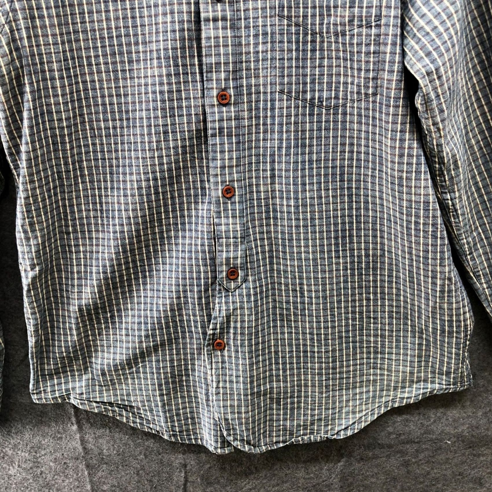 Ben Sherman Plectrum By Ben Sherman Long Sleeve Shirt Mens M Cotton Blue Cream Plaid Pocket Shirt Size US M / EU 48-50 / 2 - 4 Thumbnail