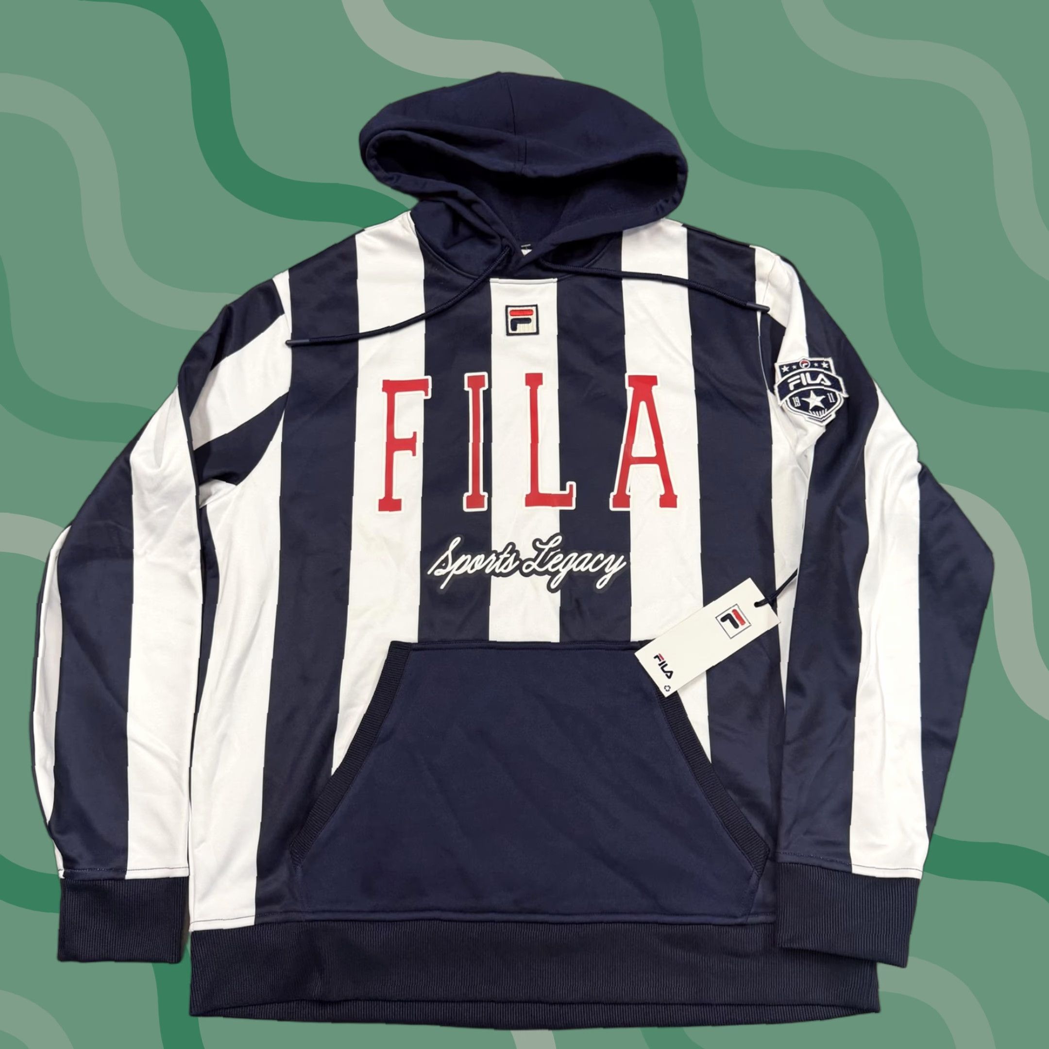 Fila Fila Hoodie Mens Medium Blue White Stripe Sports Legacy Soccer Size US M / EU 48-50 / 2 - 1 Thumbnail