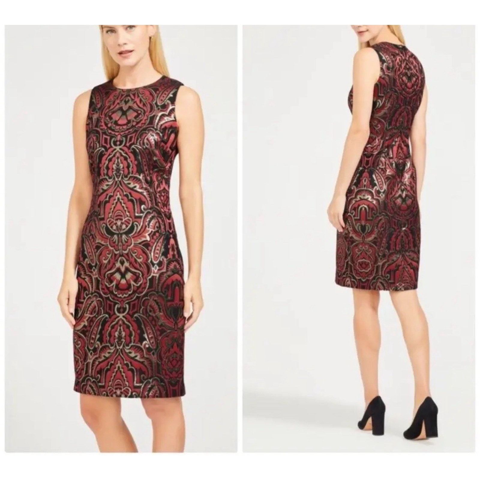 J.McLaughlin J. McLaughlin Dress Sheath Sleeveless Jacquard Stretch 10 Size L / US 10 / IT 46 - 2 Thumbnail
