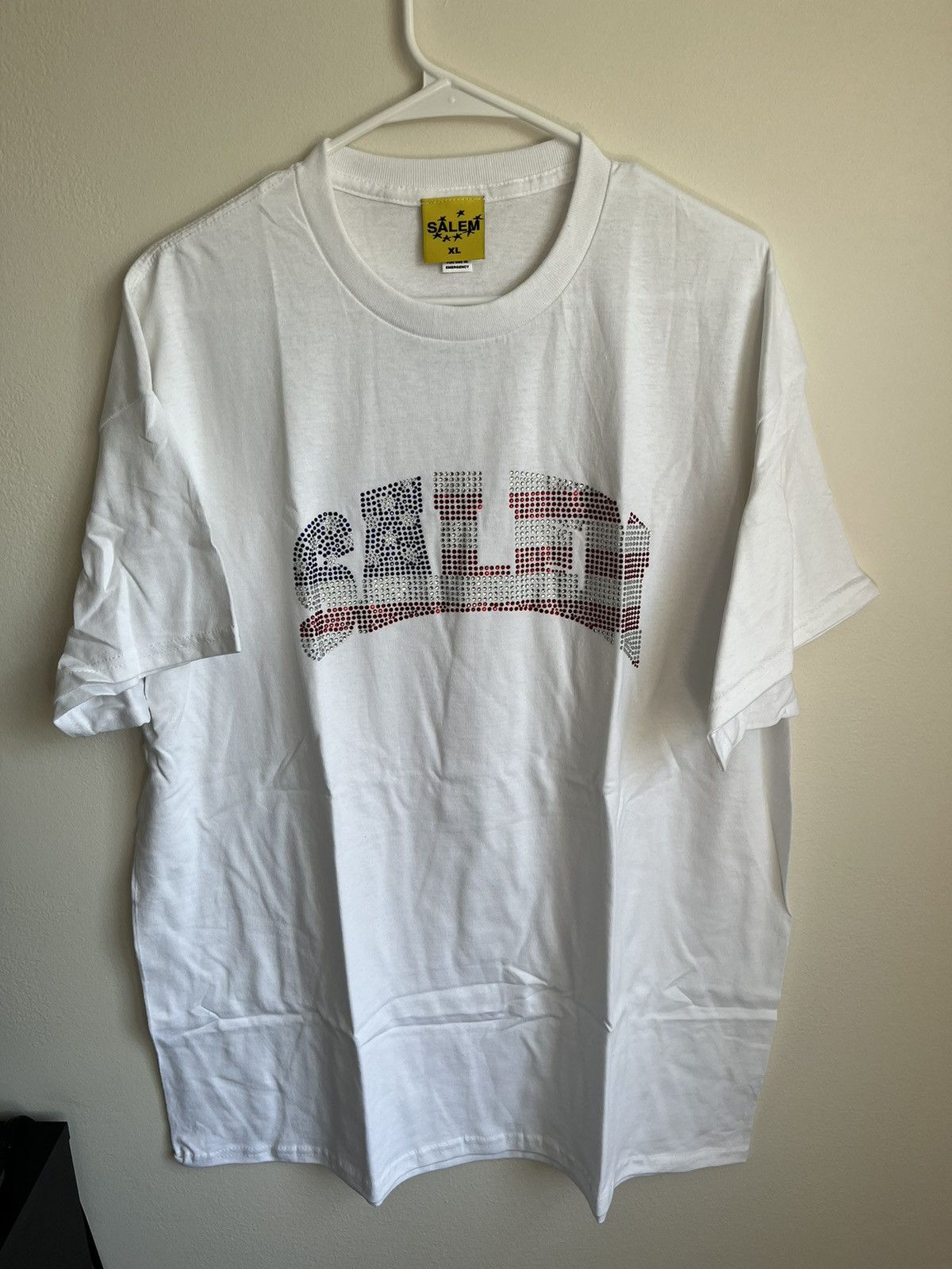 image of Band Tees x Drain Gang Salem American Rhinestone Shirt White | Xl, Men's