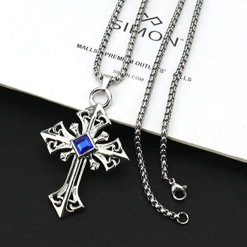 Jewelry × Vintage New Gothic Hollowed Out Cross Pendant Necklace Size ONE SIZE - 1 Preview