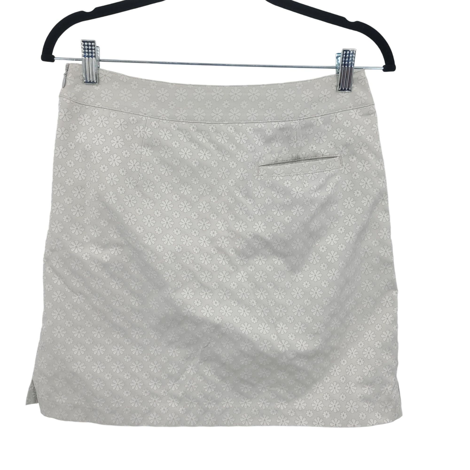 BUGATCHI Bugatchi Skirt Skort 4 Silver White Floral Stretch Pockets Size 27" / US 4 / IT 40 - 9 Thumbnail