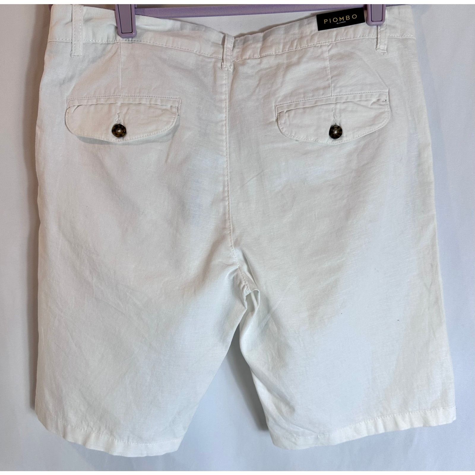 PIOMBO Piombo Stretch Cotton Chino Shorts White L Size US 32 / EU 48 - 9 Thumbnail