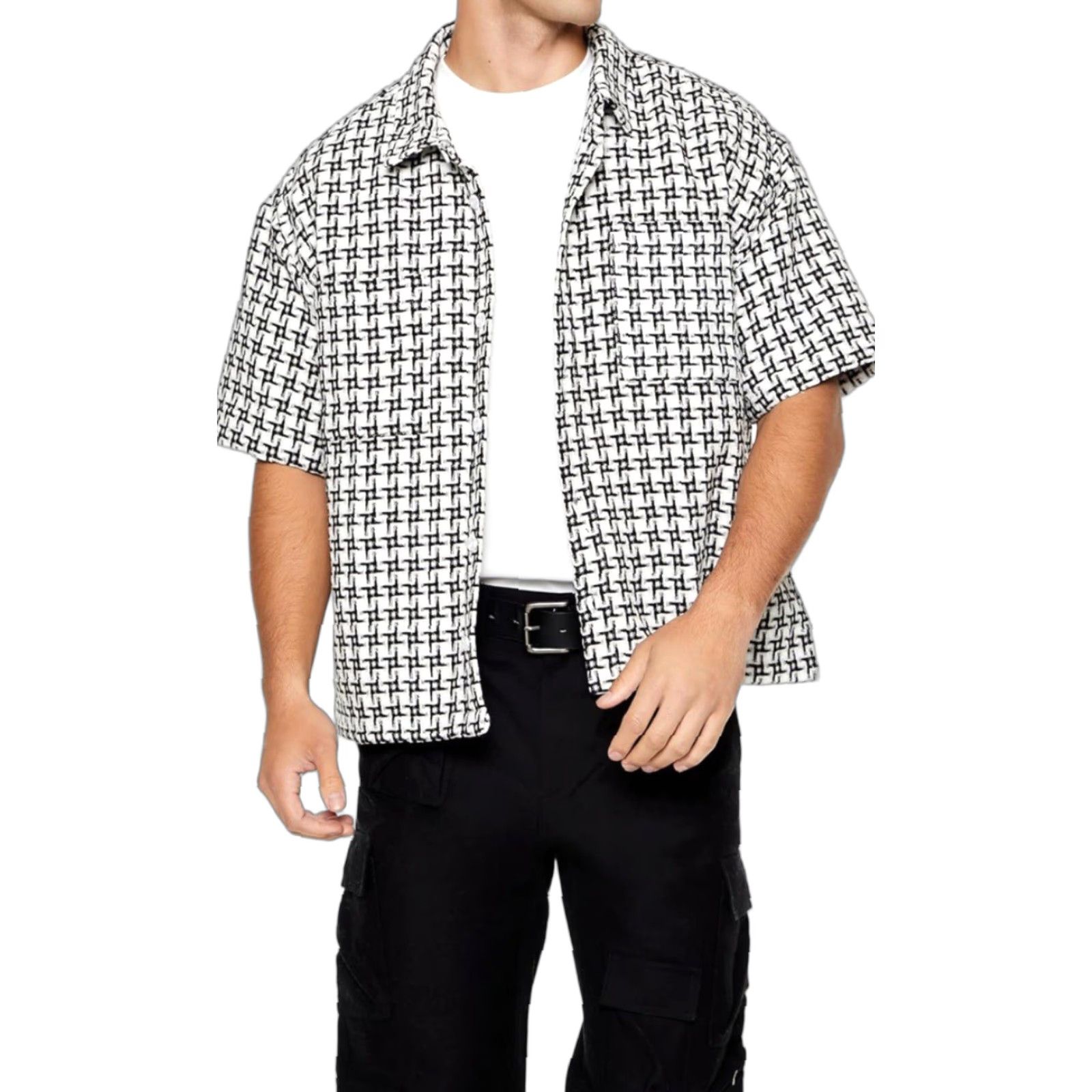 Forever 21 FOREVER 21 Shirt - Men - NWT Textured Geo - Black/White - Size S - Button-Up, Short Sleeve Size US S / EU 44-46 / 1 - 1 Thumbnail