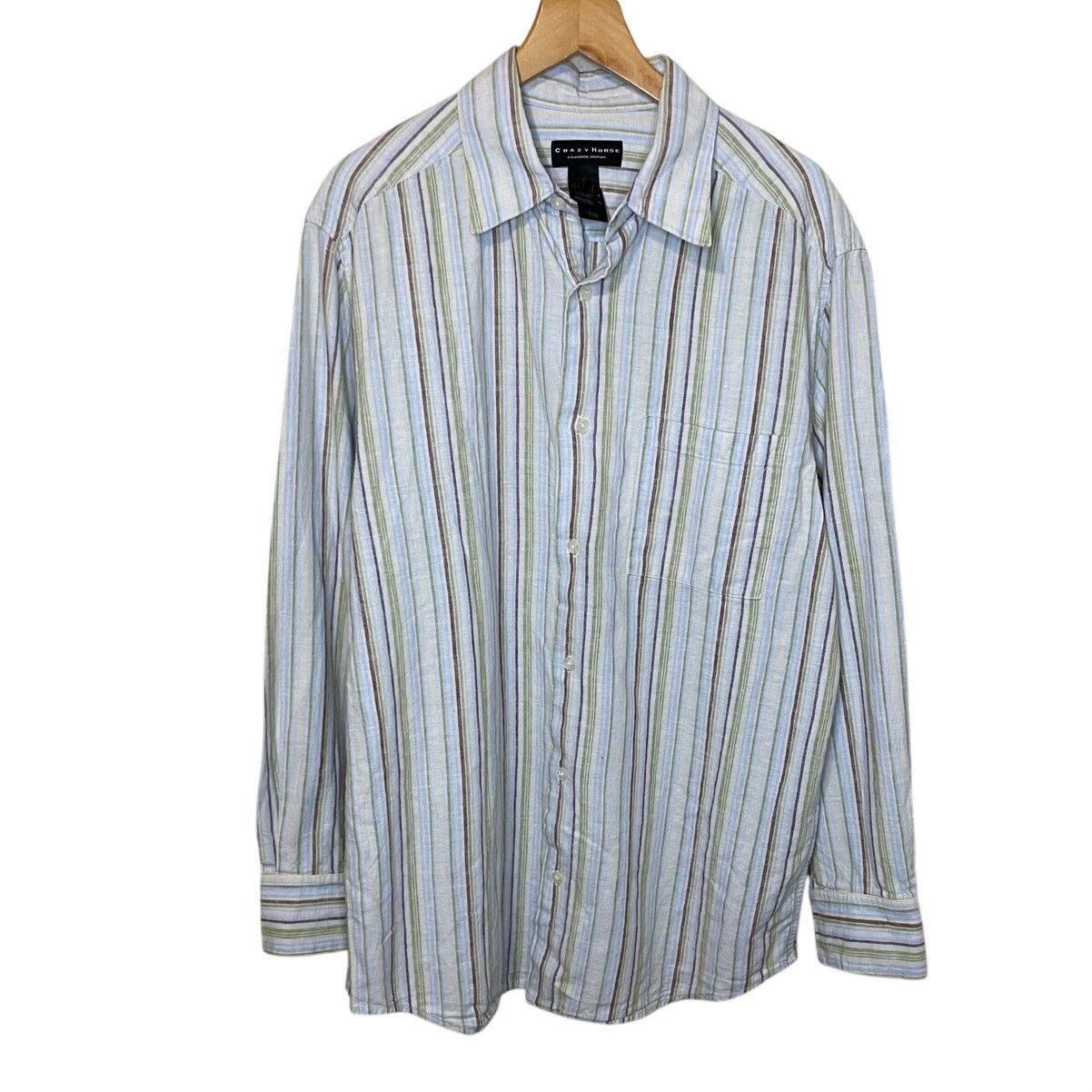 Other Crazy Horse Linen Blend Stripe Casual Long Sleeve Button Up Size US L / EU 52-54 / 3 - 1 Thumbnail