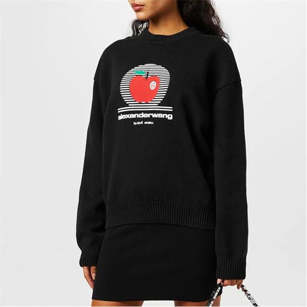 o1g2r1mq0824 Ny Apple Pullover Sweatshirts in Black