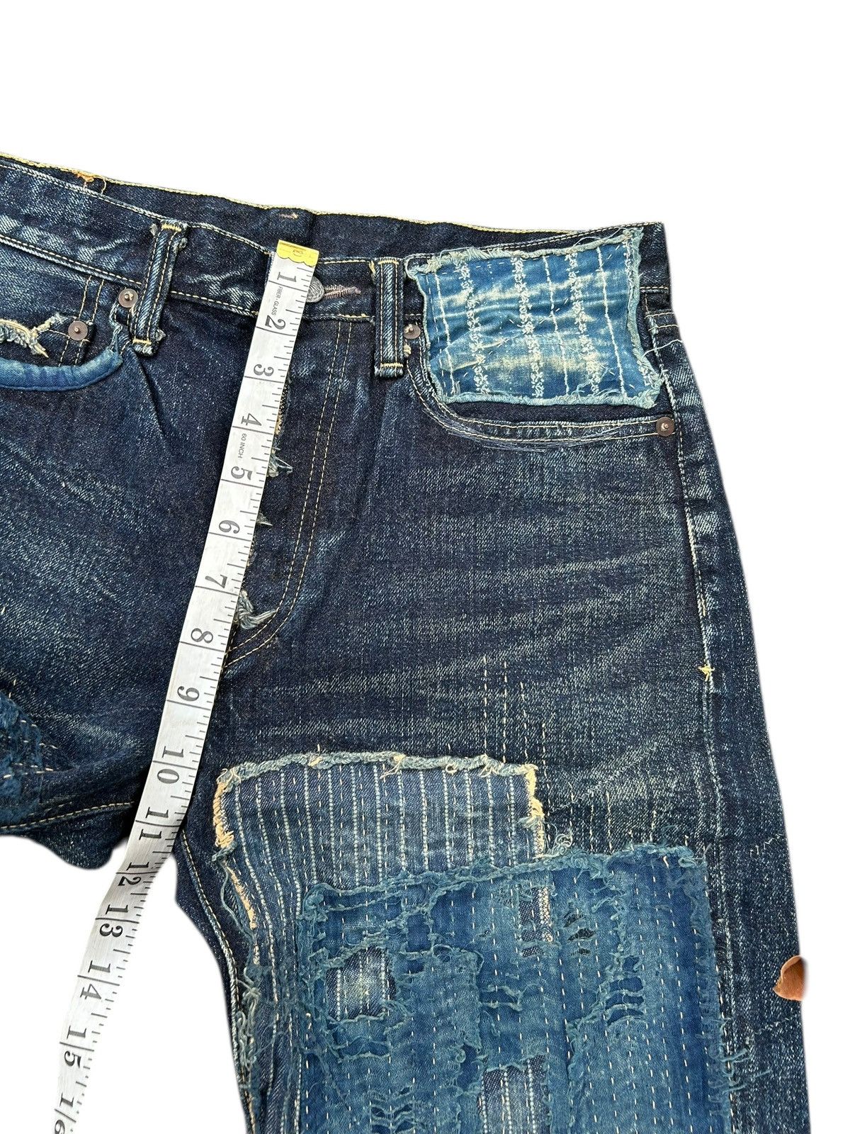 Kapital Kapital Kountry BORO Selvedge Denim Shorts (Kiro Hirata) Size US 31 - 21 Thumbnail
