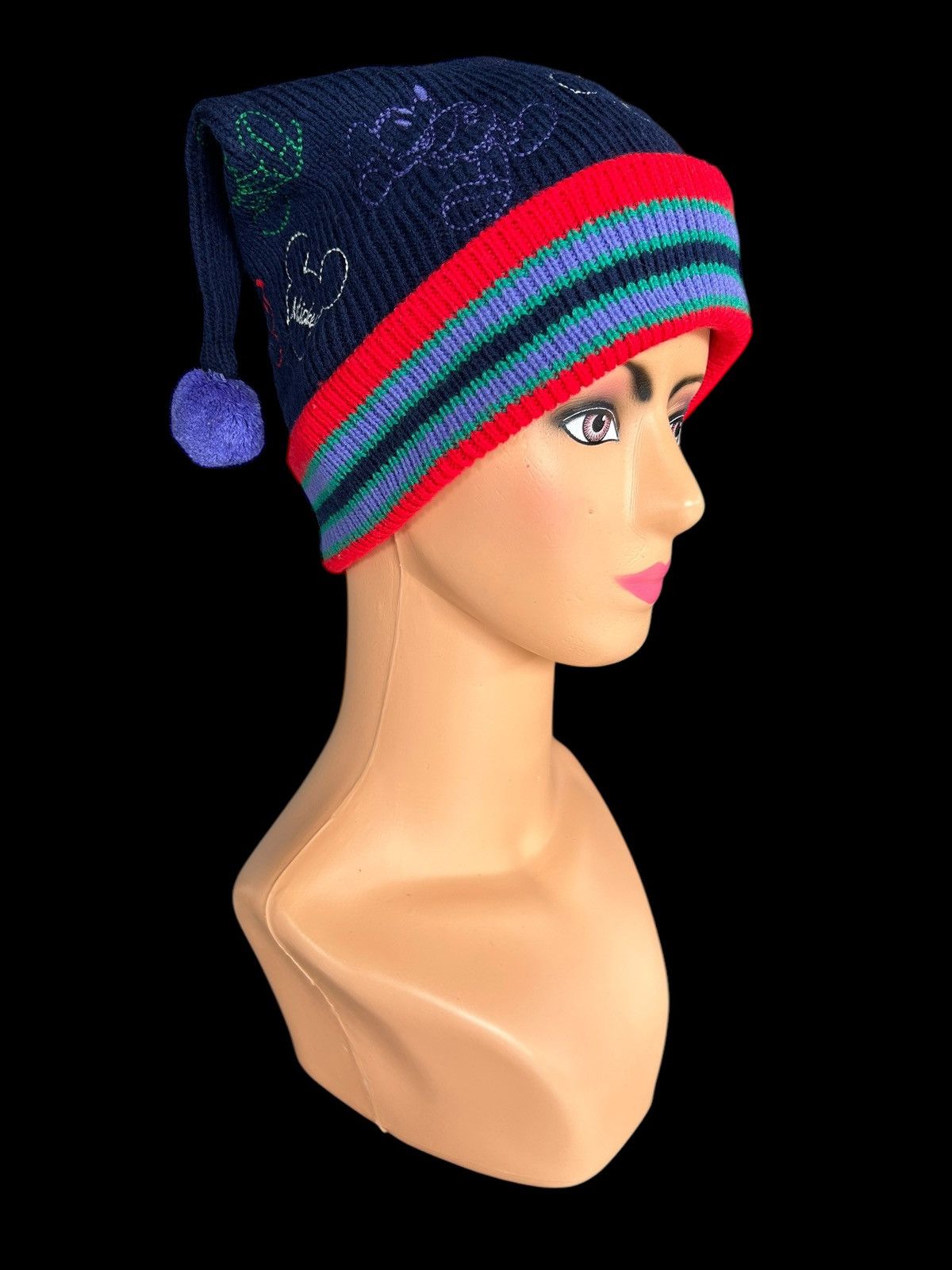 Japanese Brand × Kapital × Vintage Vintage Mickey Horn Devil Knitt Beanie Hats Size ONE SIZE - 7 Thumbnail