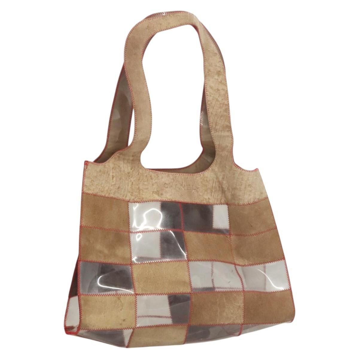 Chanel Tote Bag Vinyl Beige Cc Auth 120627, Women's
