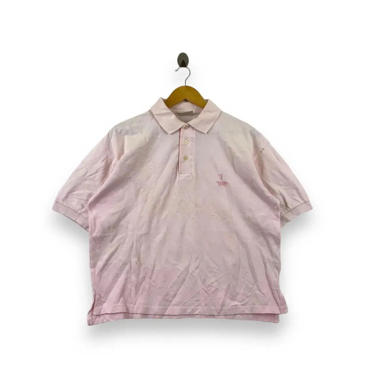 Trussardi Vintage 90’ TRUSSARDI Made In Italy Embroidered Pink Polo Size XL / US 12-14 / IT 48-50 - 1 Thumbnail