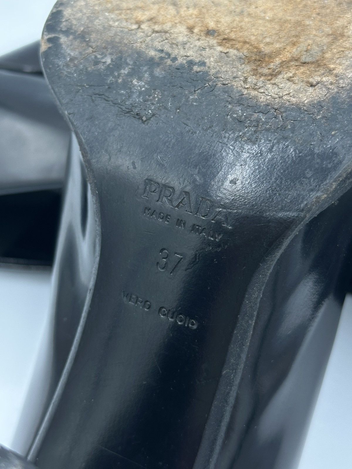 Prada Prada Black Leather Square Toe Block Heel Pumps Italy Size US 6 / IT 36 - 9 Thumbnail