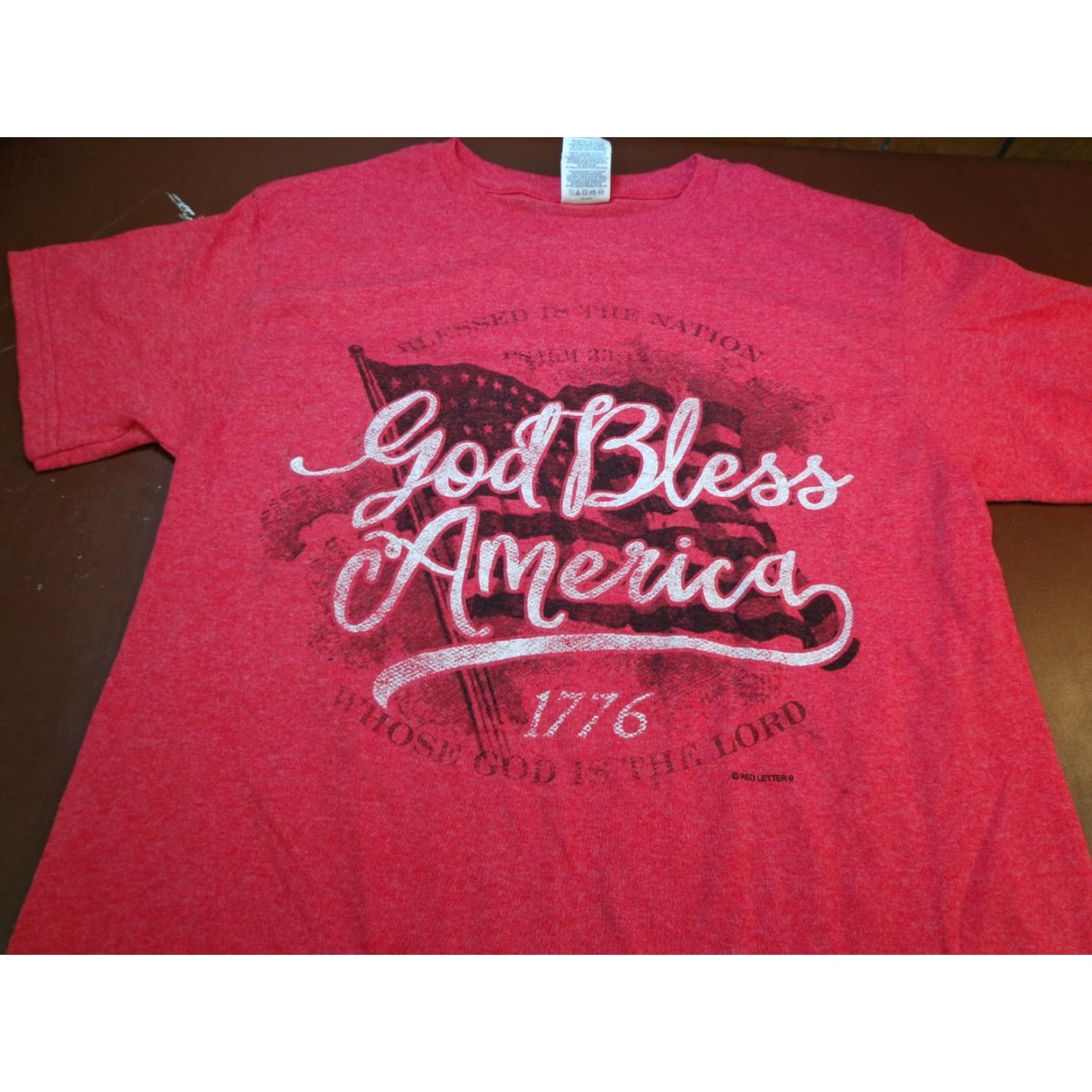 Delta God Bless America Blessed Is Nation Whose God Is Lord T-Shirt Small Heather Red Unisex Adults Graphic Tee Size US S / EU 44-46 / 1 - 2 Thumbnail