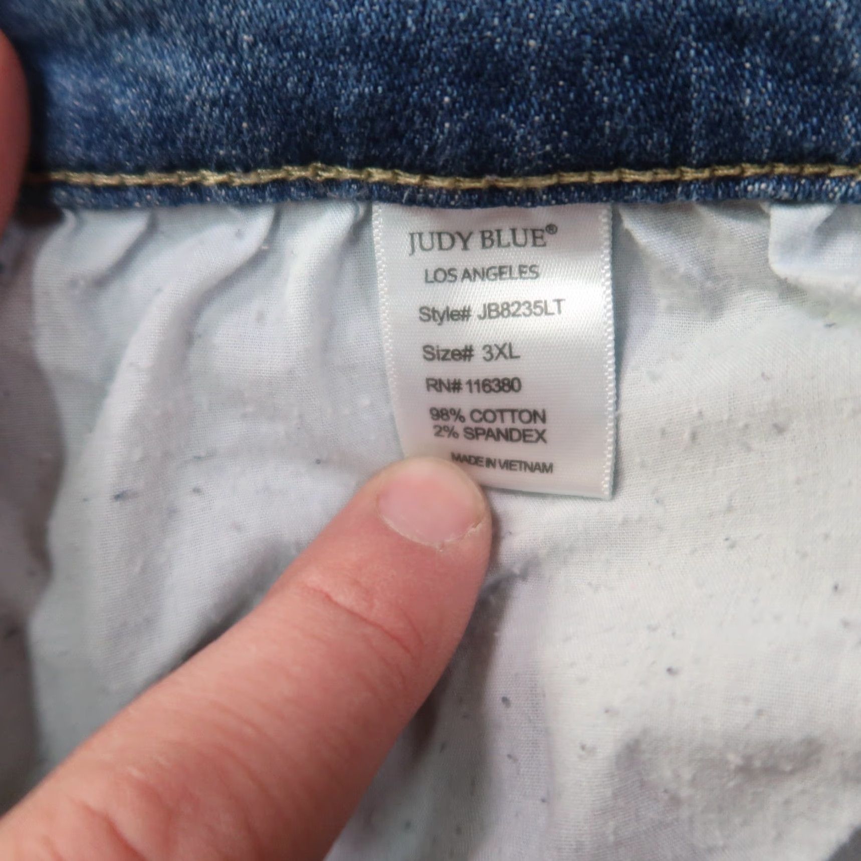 Vintage Judy Blue Jeans Women's 3XL High Rise Bootcut Denim Blue Stretch Regular 38x32 Modern Classic 5-Pocket Zip Button Jeans Size 40" / US 18 - 4 Thumbnail