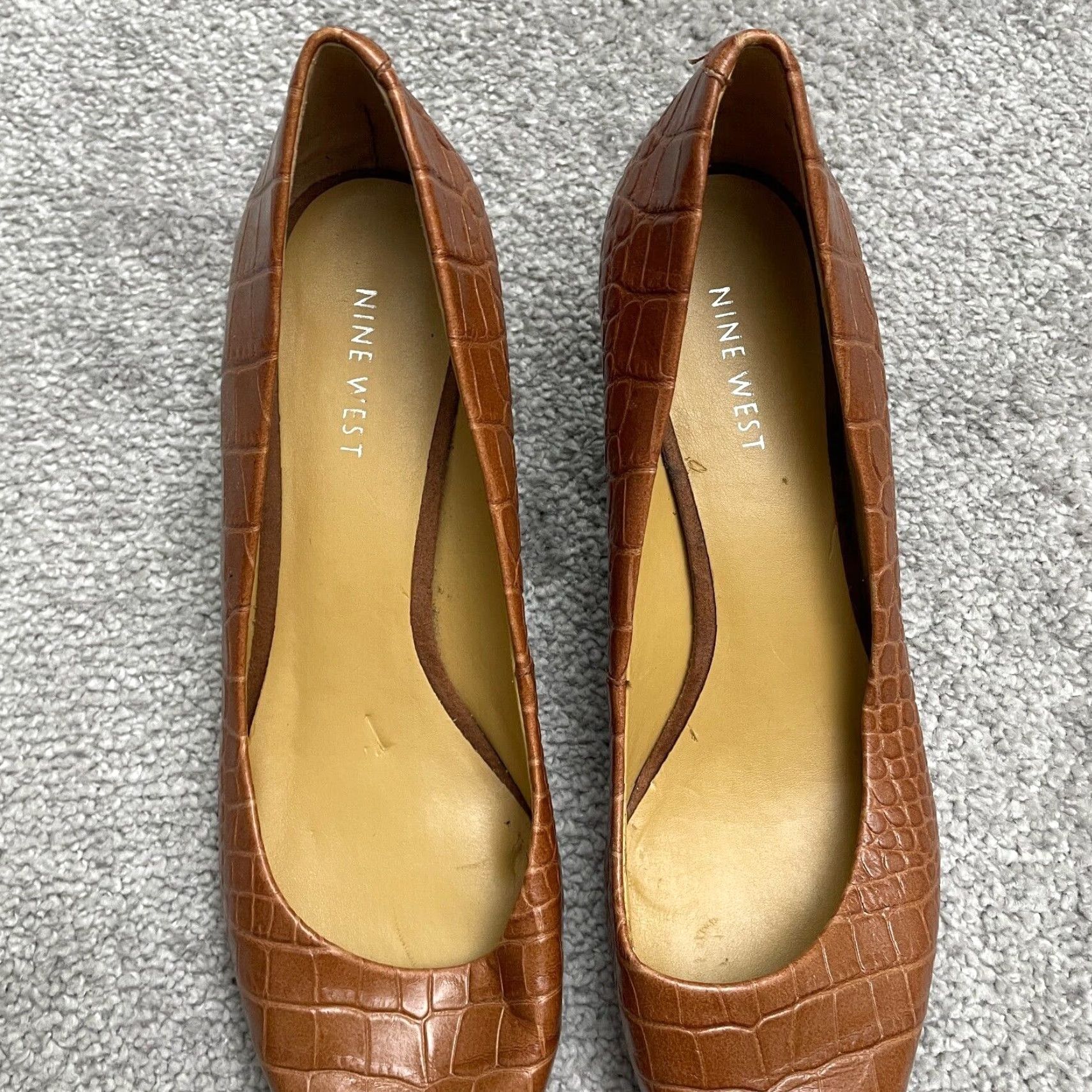Nine West Nine West Pointed Toe Pump Heels Womens 8M Brown Crocodile Workwear Business Dress Shoes Size US 8 / IT 38 - 2 Thumbnail