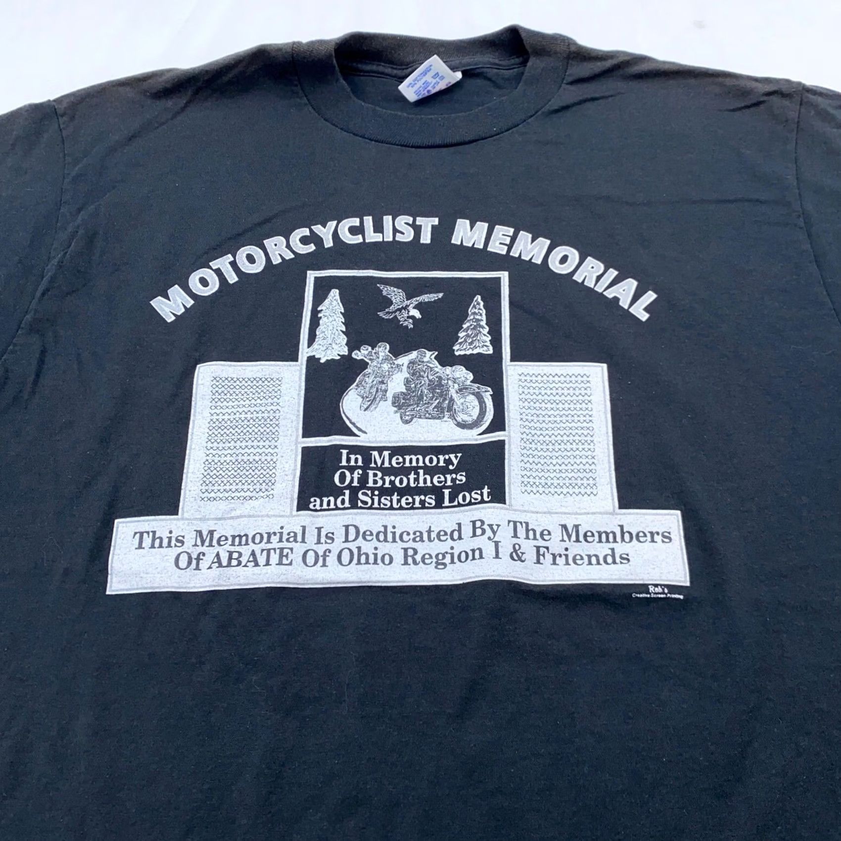 Vintage vtg 90s OHIO ABATE MOTORCYCLE MEMORIAL DAN WATERFIELD 1995 T-Shirt LARGE biker Shirt Mens Black 90s event theme 80s 90s Size US L / EU 52-54 / 3 - 2 Thumbnail