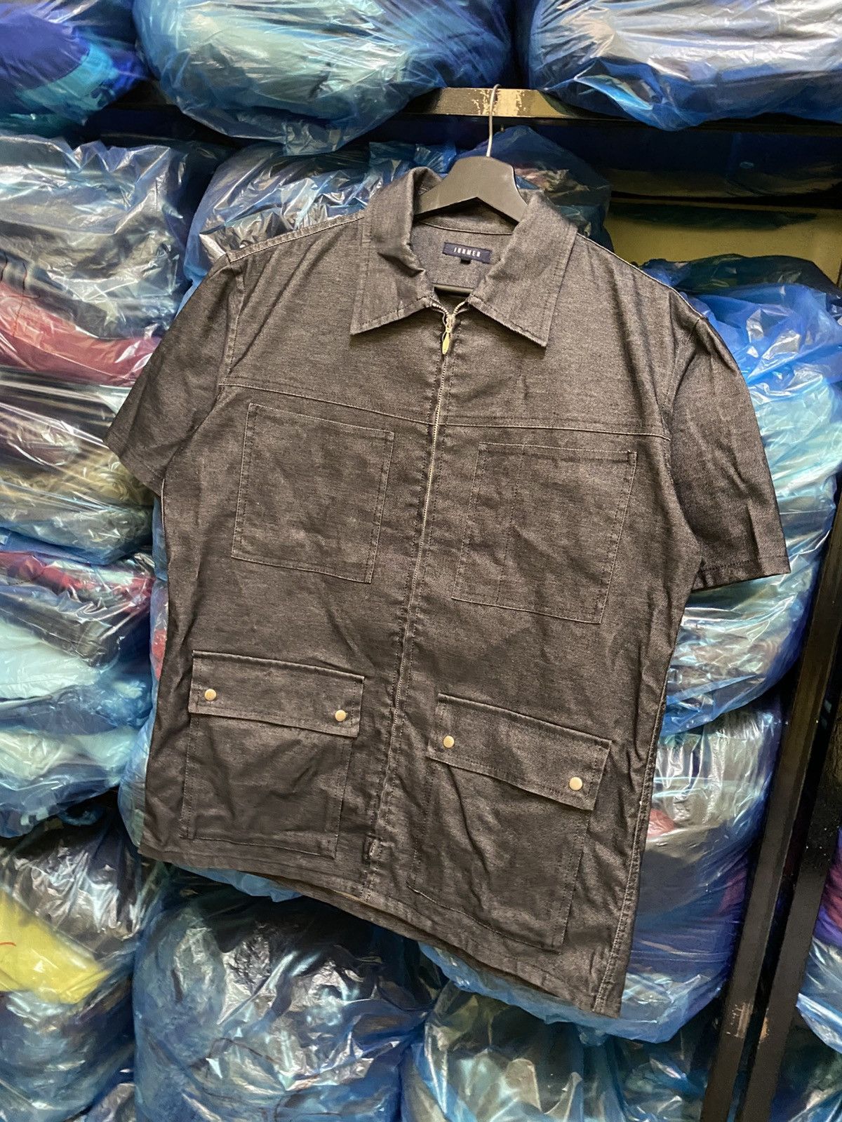 JUN MEN Vintage Junmen Charcoal Grey Short Sleeve Shirt – Made Japan Size US M / EU 48-50 / 2 - 4 Thumbnail