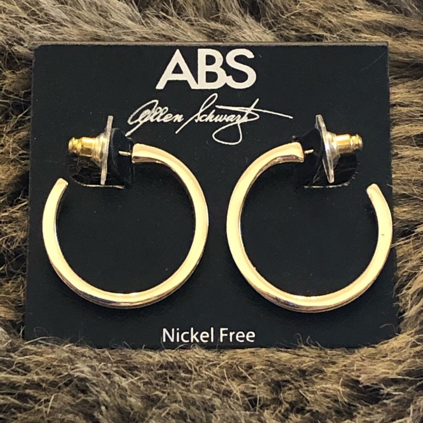 Jewelry Abs Allen Schwartz Gold Sparkle Hoop Earrings Nwt, Women's
