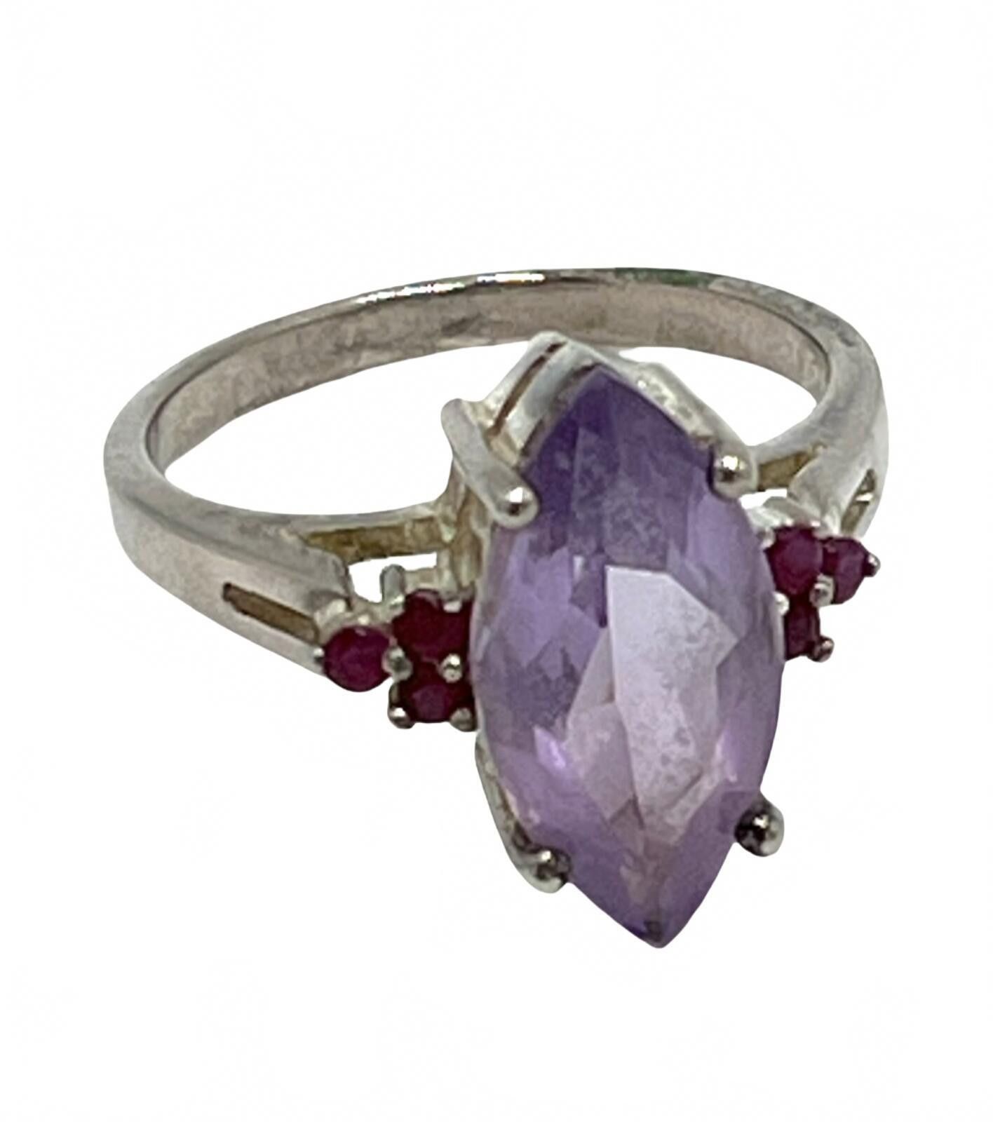 Other Sterling Silver Purple Amethyst & Round Ruby Ring Size 10.75 Size ONE SIZE - 1 Thumbnail