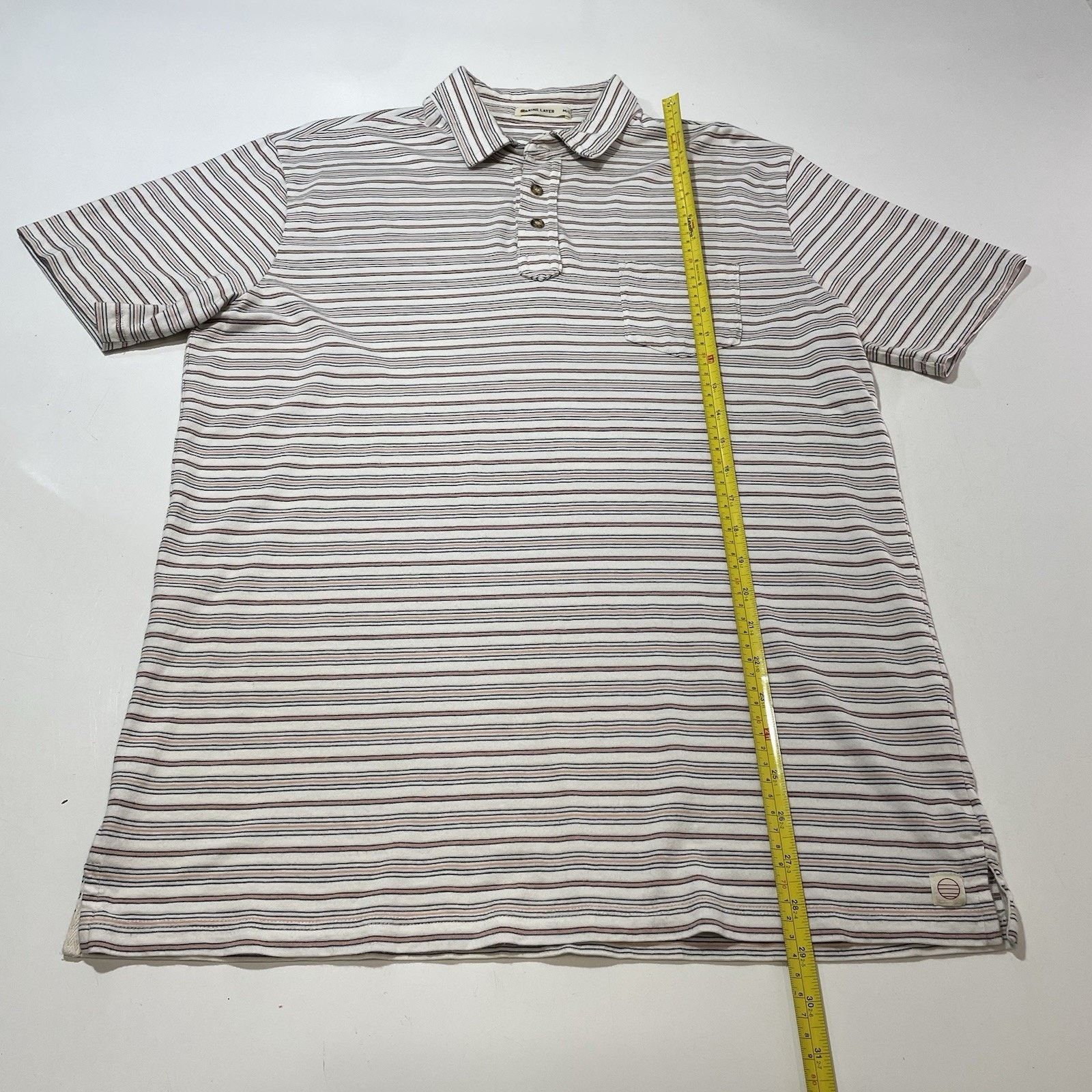 Marine Layer Marine Layer California Polo Shirt M/L Beige Stripe Cotton Size US L / EU 52-54 / 3 - 4 Thumbnail