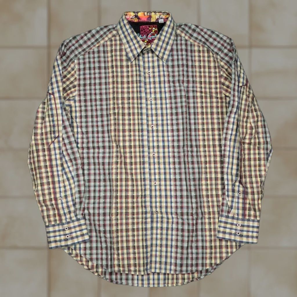 Robert Graham Robert Graham Shirt Mens XL Blue Yellow Multicolor Plaid Long Sleeve Button Size US XL / EU 56 / 4 - 1 Thumbnail