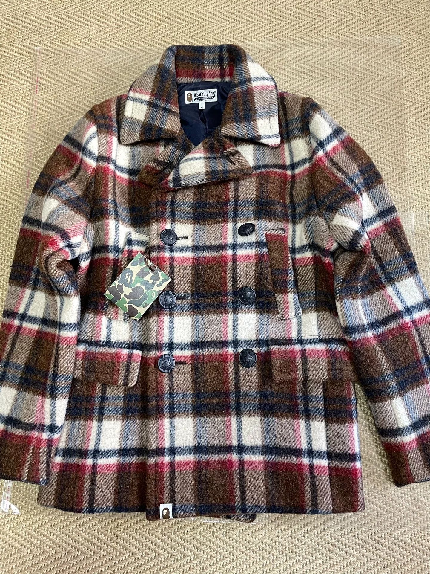 Bape bape check wool double-breasted coat Size US M / EU 48-50 / 2 - 1 Thumbnail