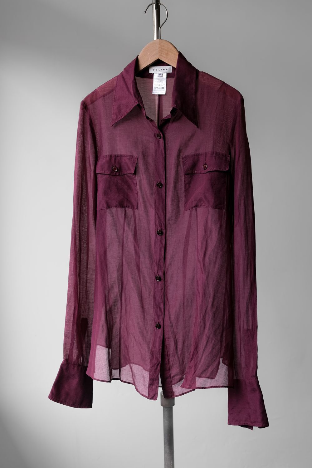 Celine CELINE Cotton / Silk Sheer Shirt Size S / US 4 / IT 40 - 1 Thumbnail