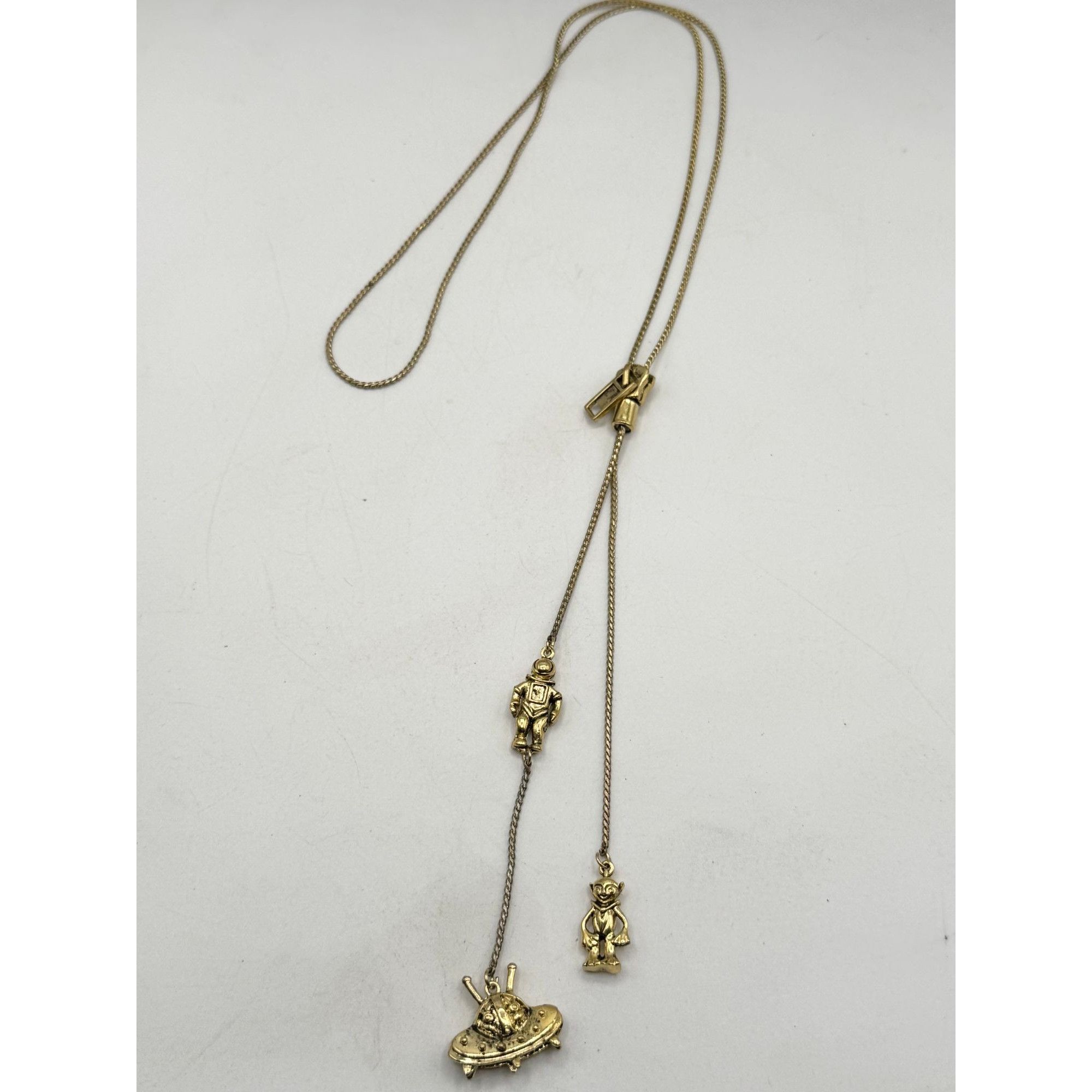 Other Gold Zipper Alien Tassel Charm Necklace Size ONE SIZE - 2 Thumbnail