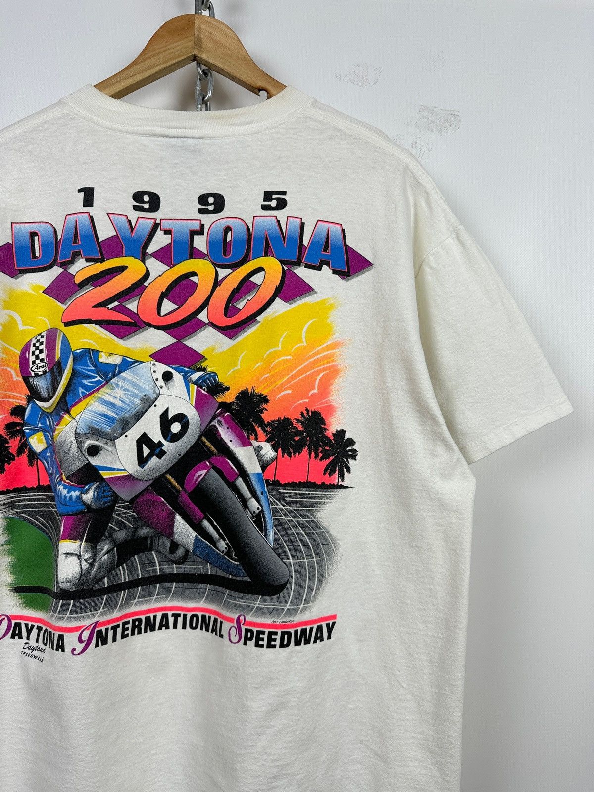 Vintage 1995 Vintage Daytona 200 Moto Single Stitch T-Shirt Size US XL / EU 56 / 4 - 6 Thumbnail