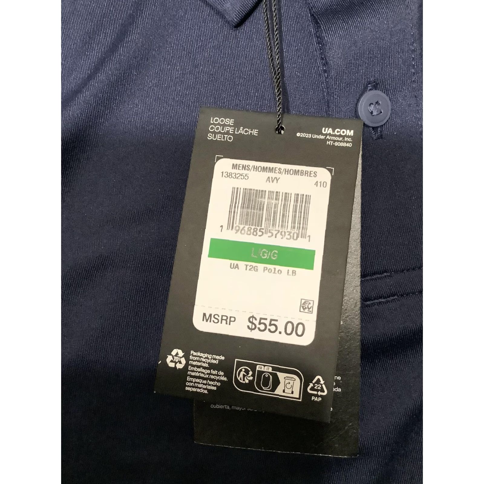 Under Armour Under Armour Shirt Mens Large Blue UA T2G Polo UPF 50 Golf Performance Stretch Shirt Size US L / EU 52-54 / 3 - 5 Thumbnail