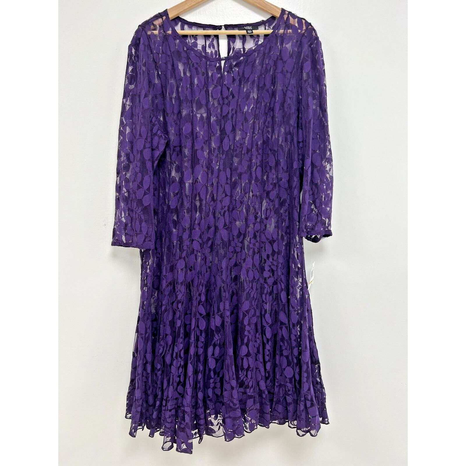 Anonymous Club MSK WOMEN Purple Dress 3/4 Sleeve Length Size 24W A000601 Size XXL / US 16-18 / IT 52-54 - 1 Thumbnail