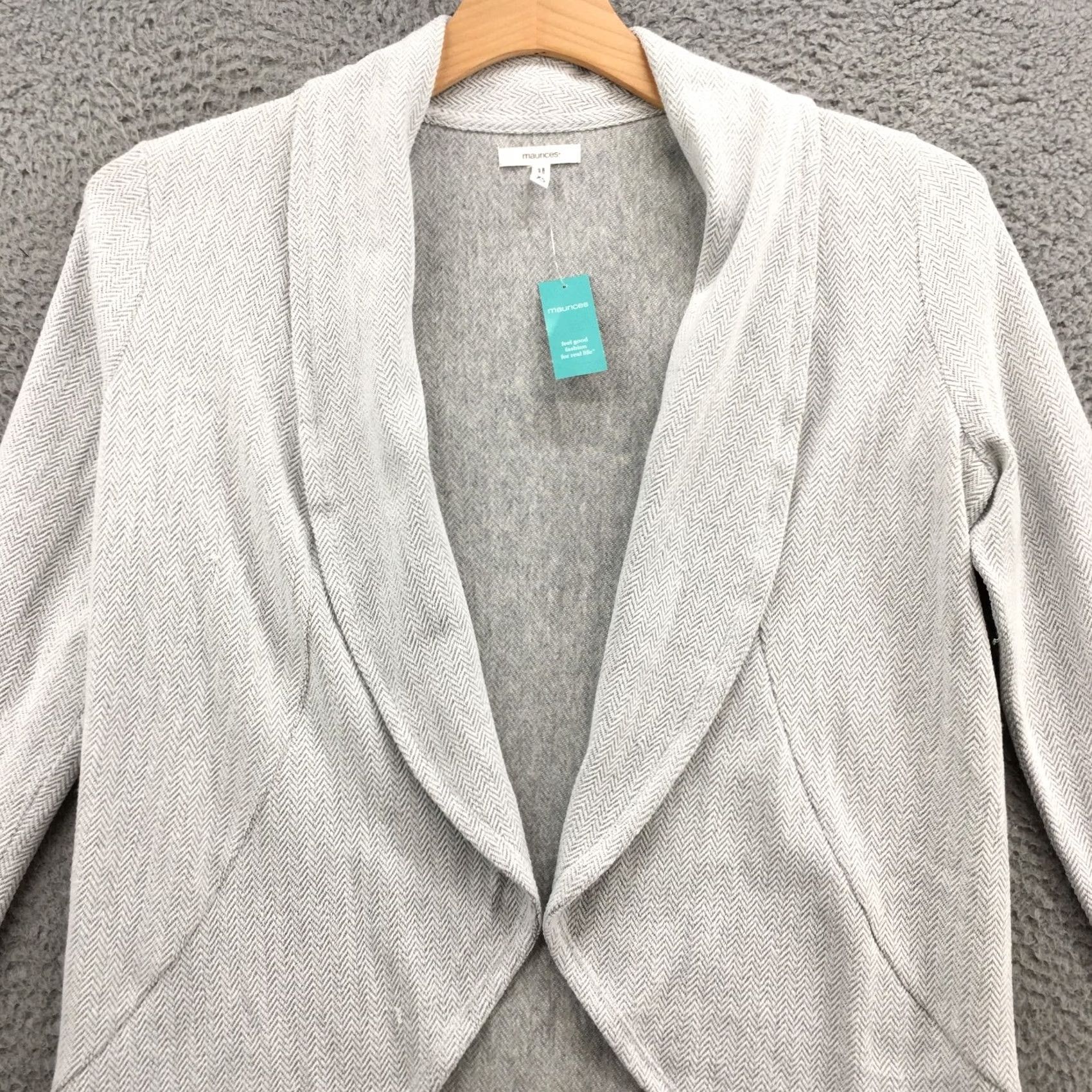 Vintage Maurices Open Front Blazer Coat Jacket Womens XS Gray Cotton Blend Collared NEW Size XS / US 0-2 / IT 36-38 - 3 Thumbnail
