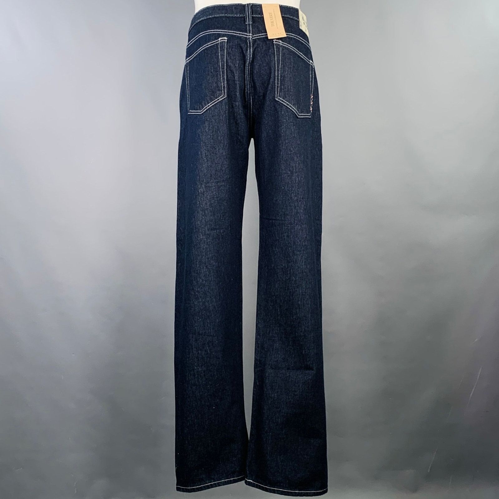Scotch & Soda The Vert Blue Indigo Contrast Stitch Organic Cotton Jeans Size US 33 - 2 Thumbnail