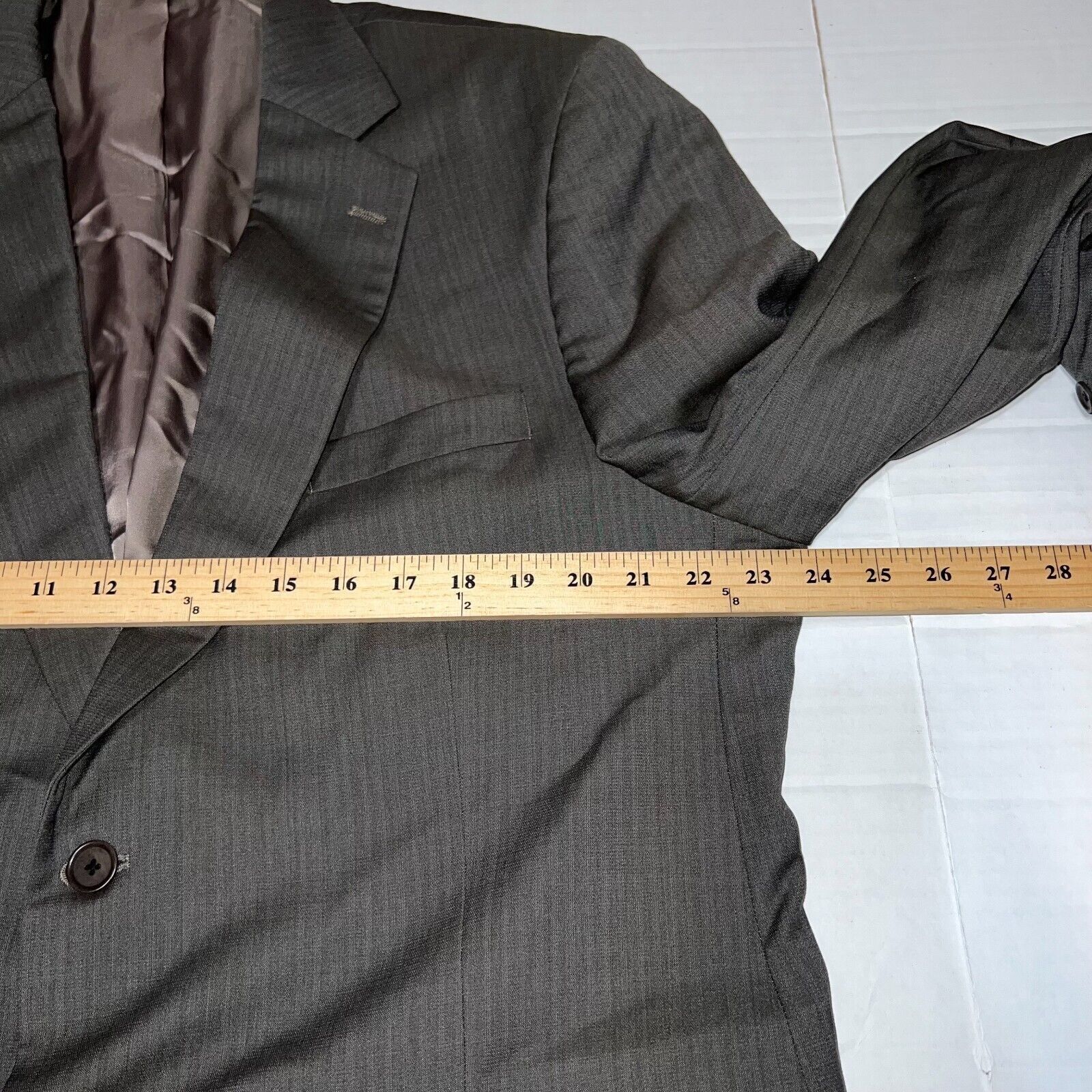 Oscar De La Renta Men’s Oscar De La Renta Grey Striped Blazer 46R W41 Wool 2B Size 46R - 8 Thumbnail