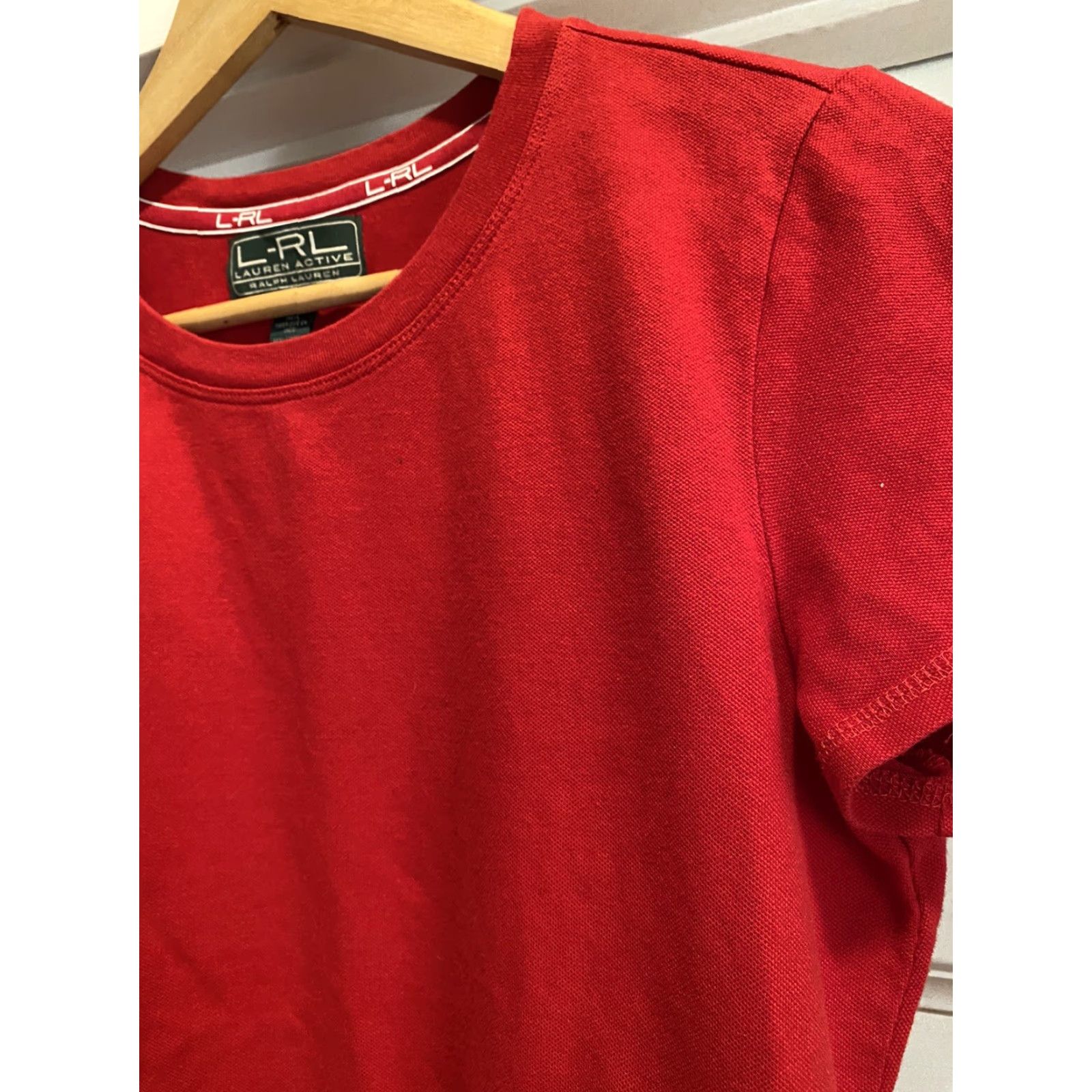 Ralph Lauren VINTAGE? No. Ralph Lauren Active Red Short Sleeve Shirt S Womens Small Crew Neck Cotton Blend T-Shirt Size S / US 4 / IT 40 - 4 Thumbnail