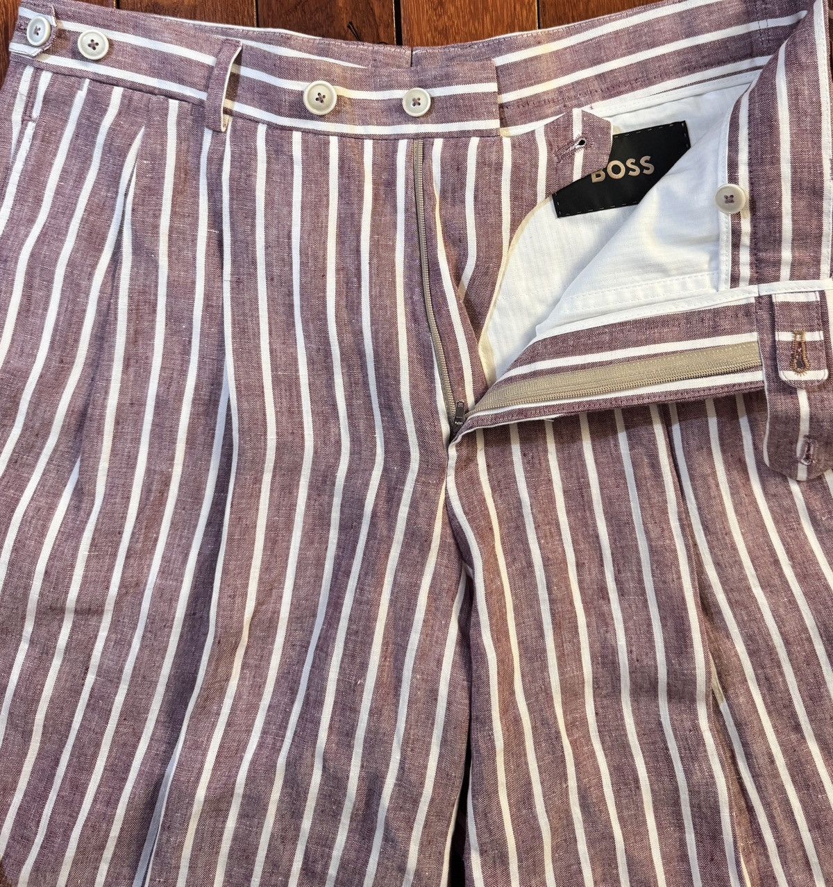 Hugo Boss HUGO BOSS Pleated Linen Business Casual Shorts Size US 32 / EU 48 - 2 Thumbnail