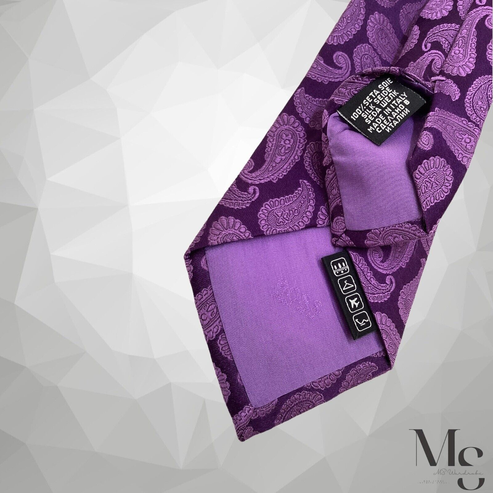 Hugo Boss BOSS HUGO BOSS XL Purple Paisley Luxury Silk Tie Italy Size ONE SIZE - 4 Thumbnail