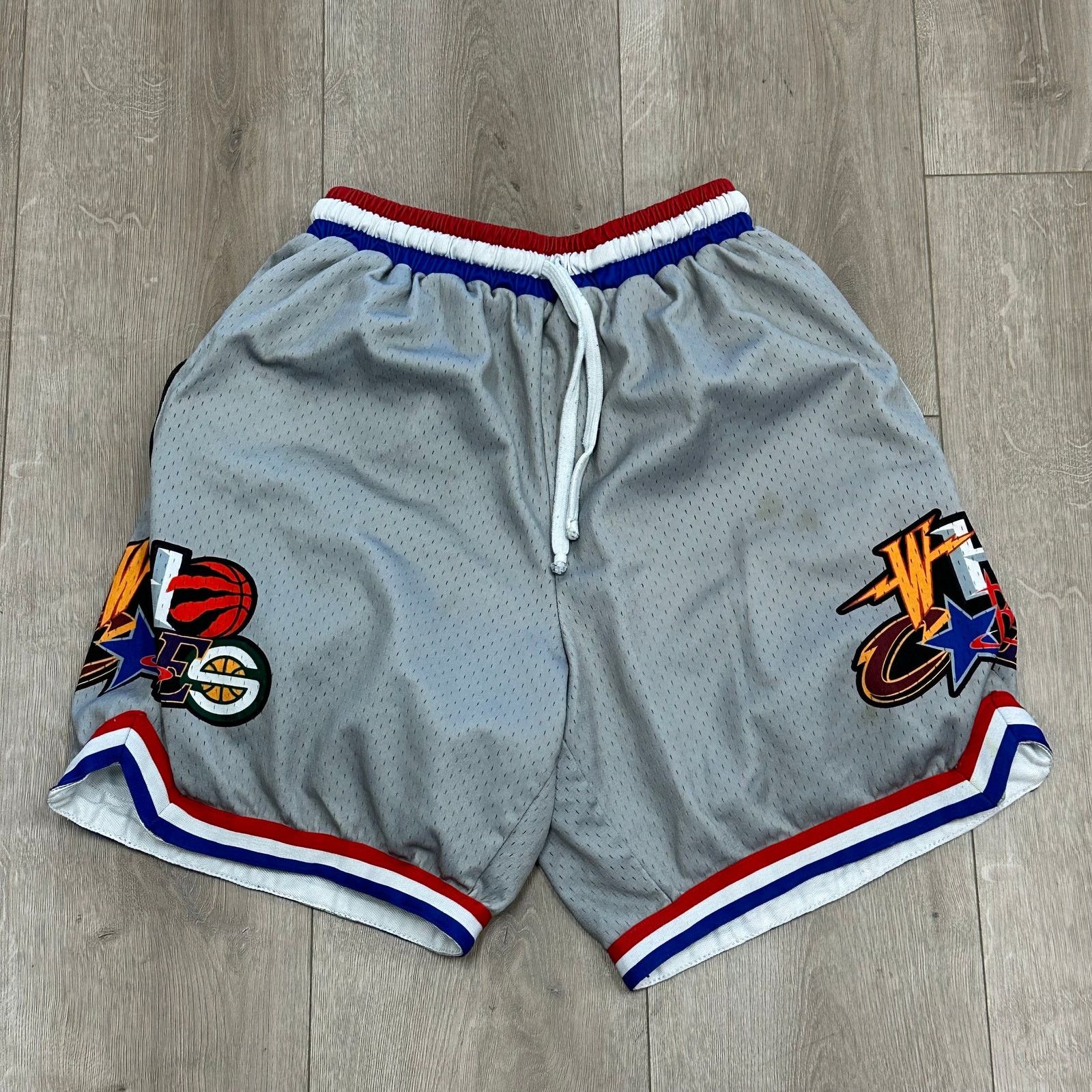 Stussy Who Cares NBA Remix Logos Heavy Mesh Hoop Shorts size Small Size US 30 / EU 46 - 1 Thumbnail