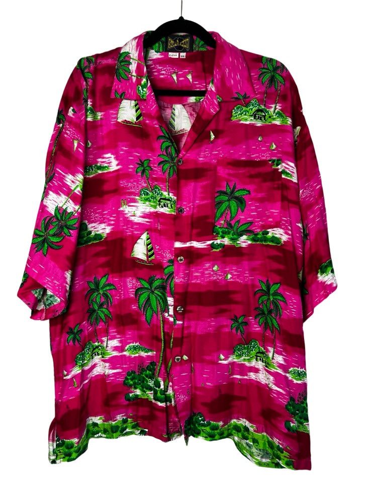 Vintage 1980's Super Way Hot Pink Aloha Luau Island Print Button Up Size US XXL / EU 58 / 5 - 1 Thumbnail