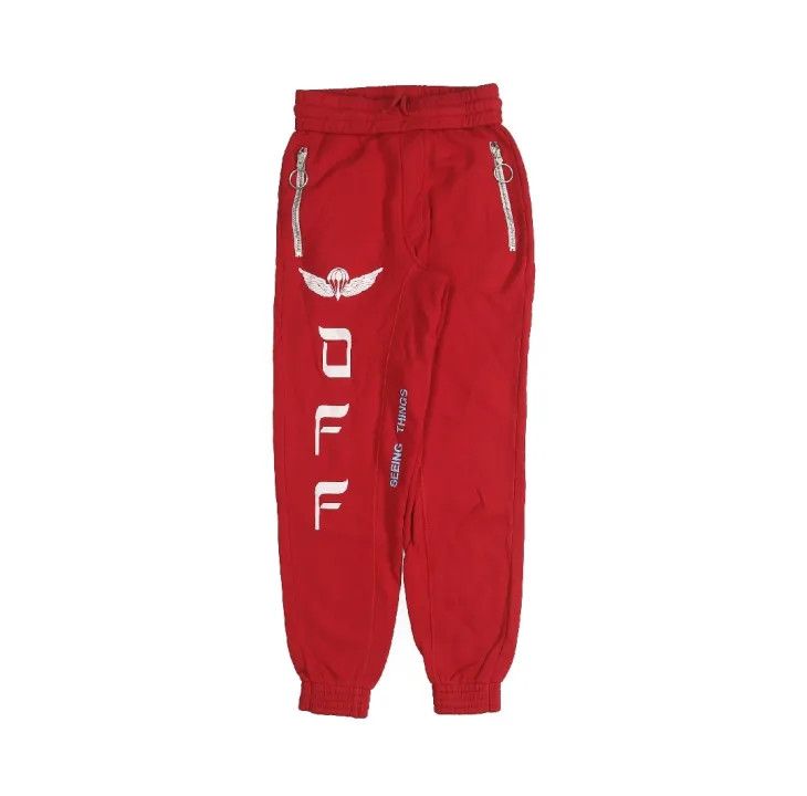 Off-White Red Logo Print Joggers 0079