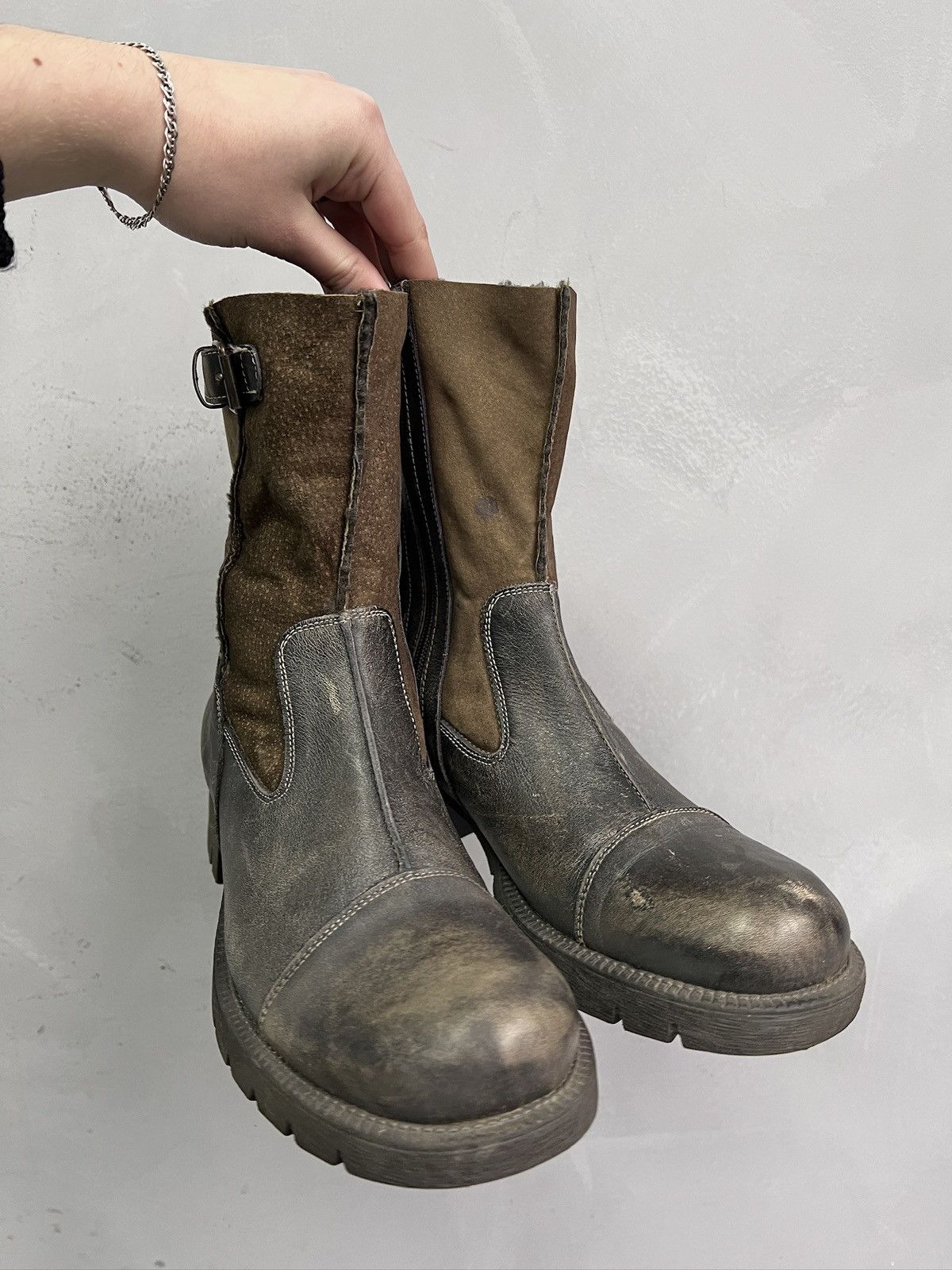 Hedi Slimane Avant garde platform boots brown leather guidi style 90s Size US 8 / EU 41 - 2 Thumbnail