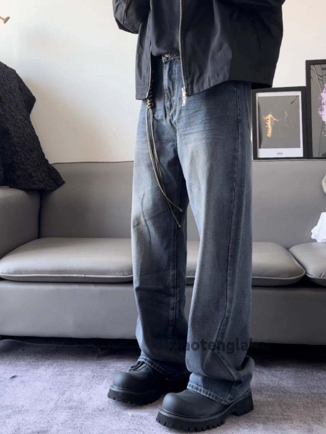 Jean × Vintage washed faded stain skate hiphop baggy jeans Size US 32 / EU 48 - 2 Thumbnail