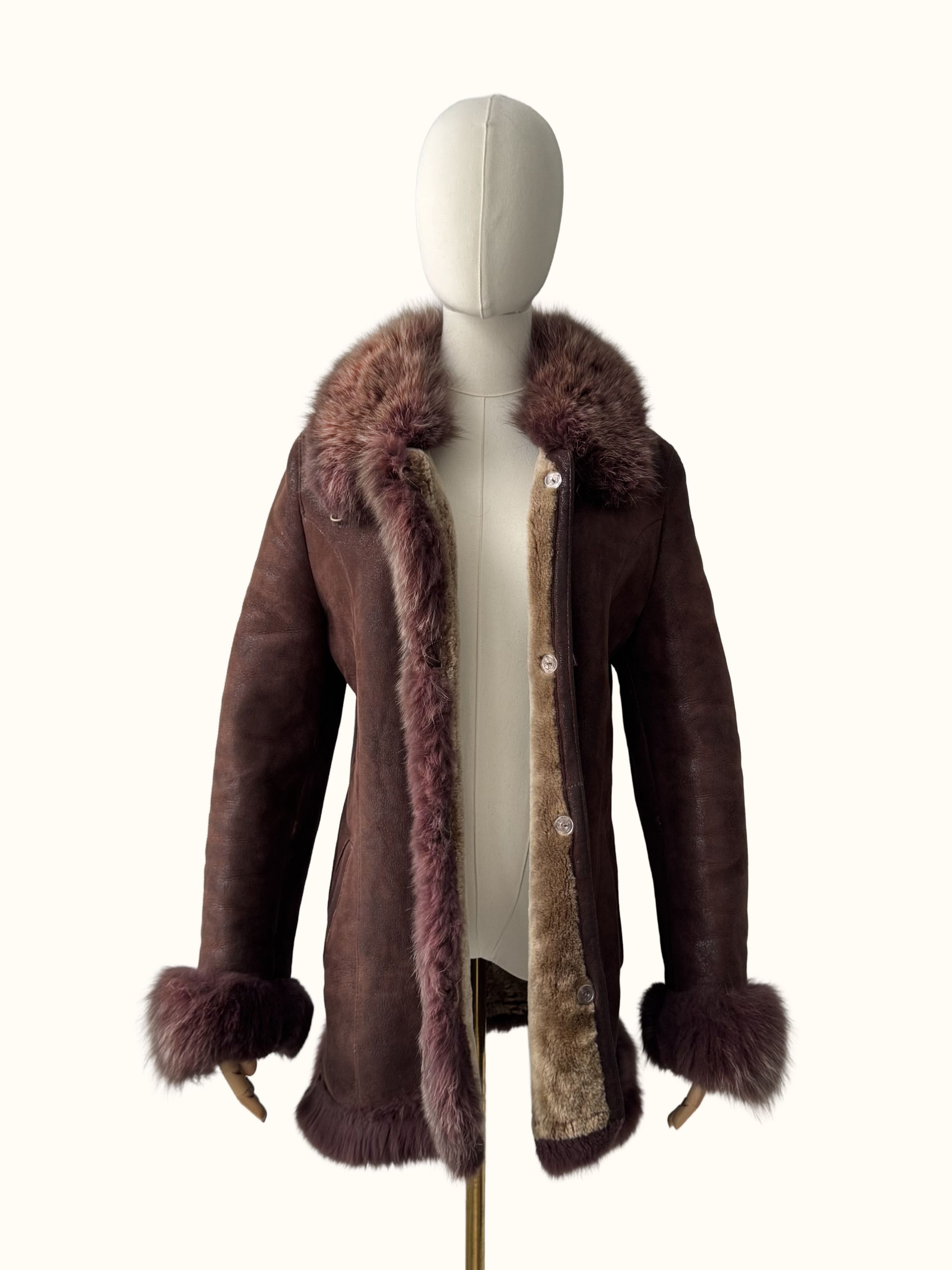 Vintage Vintage Real Sheepskin Coat With Real Fur (B250)D15E2 Size M / US 6-8 / IT 42-44 - 3 Thumbnail