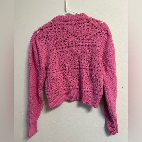 Mango Mango Pointelle Pink Knit Sweater Size S / US 4 / IT 40 - 3 Thumbnail