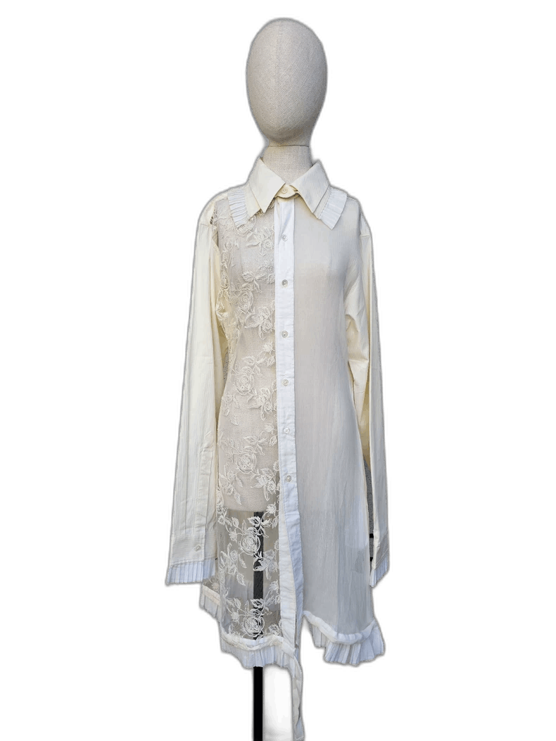Ann Demeulemeester Rare Silk Blouse with Ruffle and Lace Details-2506 Size M / US 6-8 / IT 42-44 - 1 Thumbnail