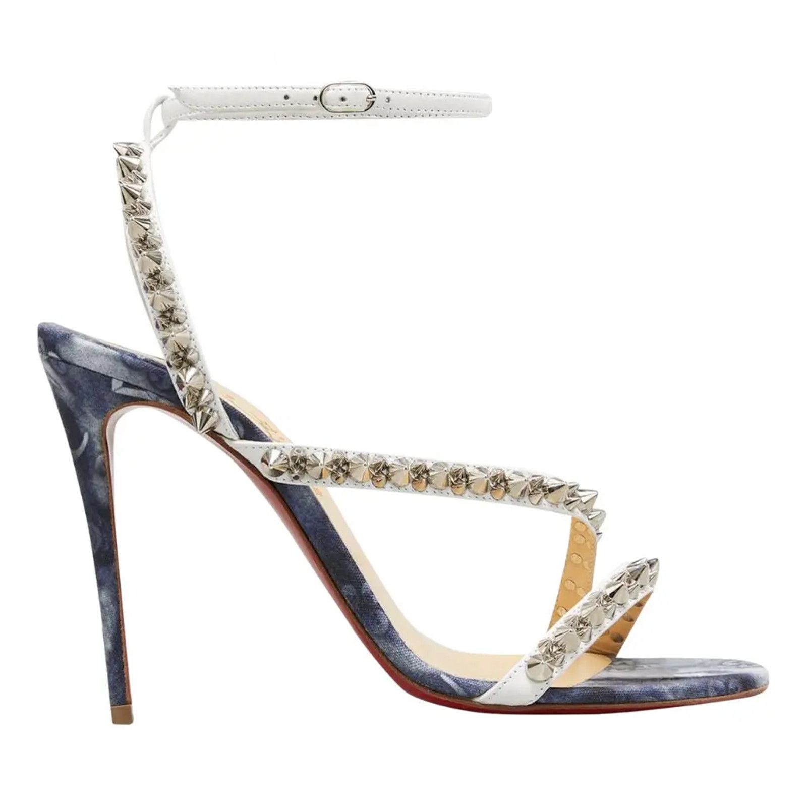 Christian Louboutin Mafaldina Spikes 100 Blue Jeans Strap Sandal Heel Pump 40 Size US 10 / IT 40 - 3 Thumbnail