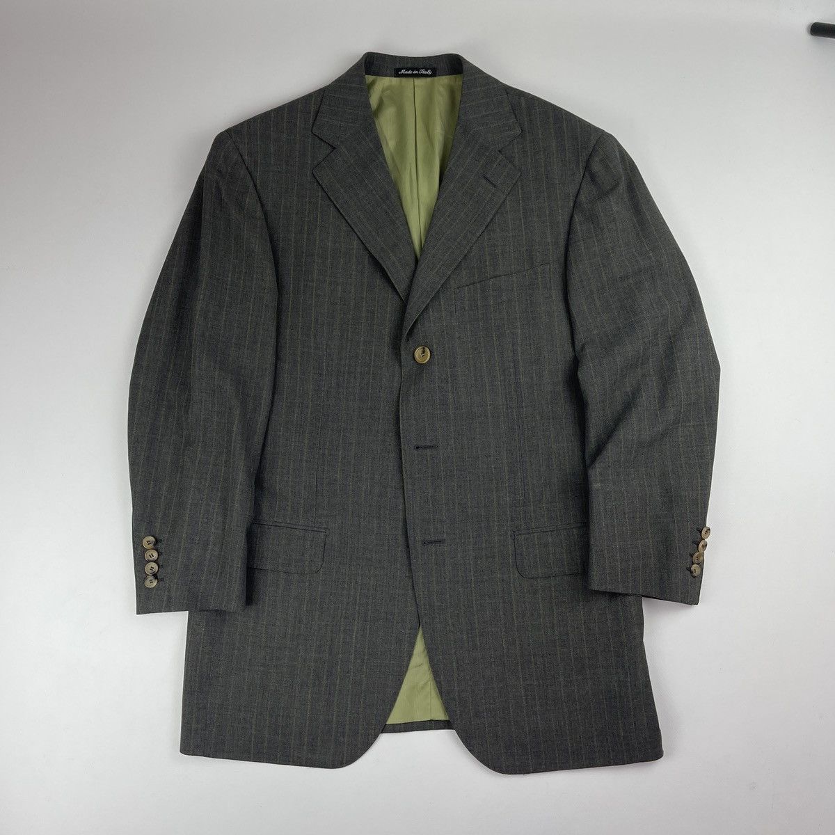 Designer × Pal Zileri Pal Zileri Stripped Single Breasted 3 Btn Suit Size 40R - 2 Thumbnail