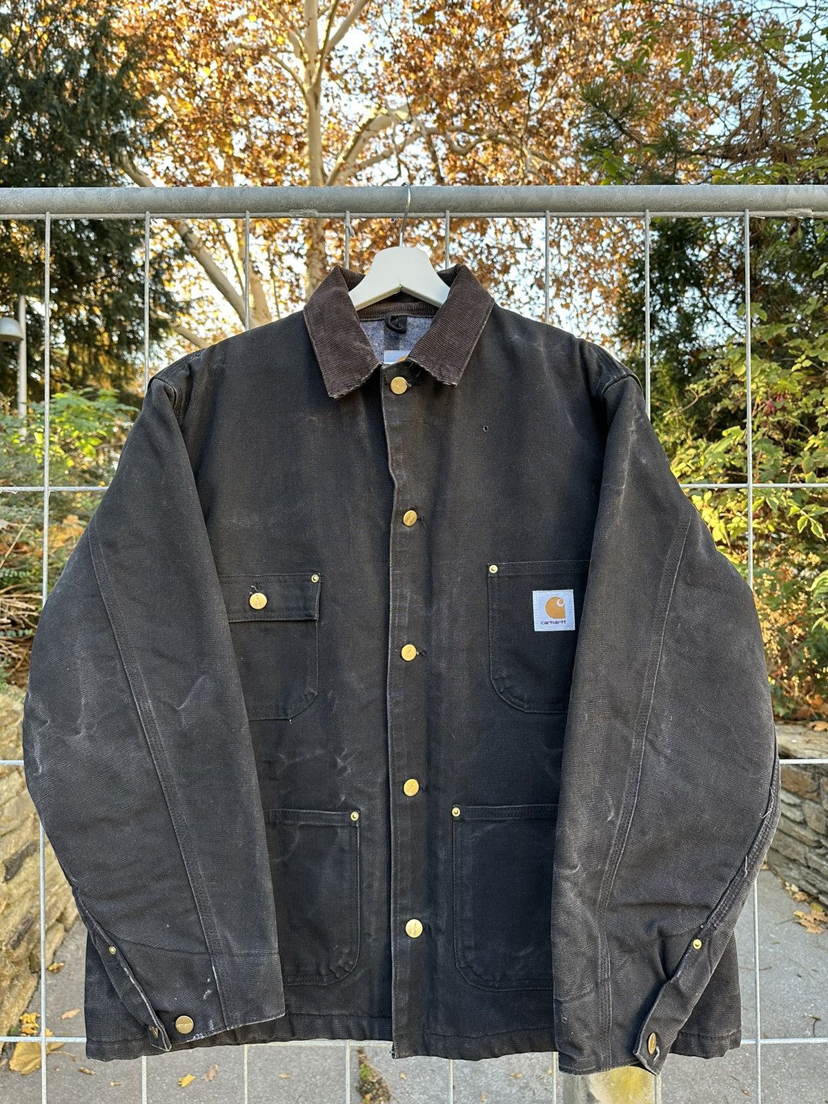 VTG Carhartt Michigan Men's Blanket sold Lined 4 Pocket Chore Coat Jacket Size XL