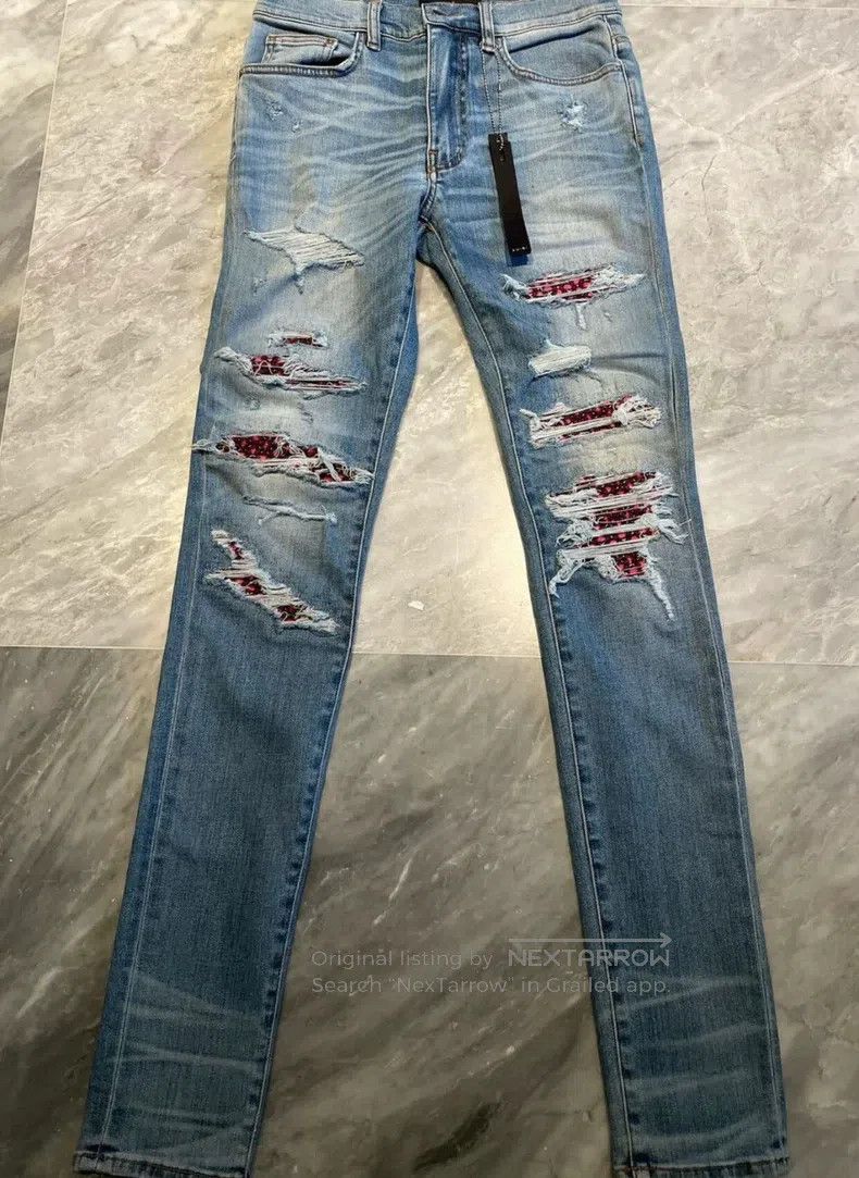 Amiri Amiri Size 31 Velvet Art Patchwork Blue Jeans Size US 31 - 1 Thumbnail