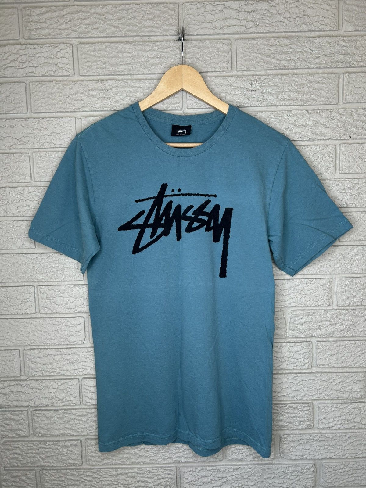 Stussy Stussy Script Logo Teal T Shirt Size US S / EU 44-46 / 1 - 1 Thumbnail